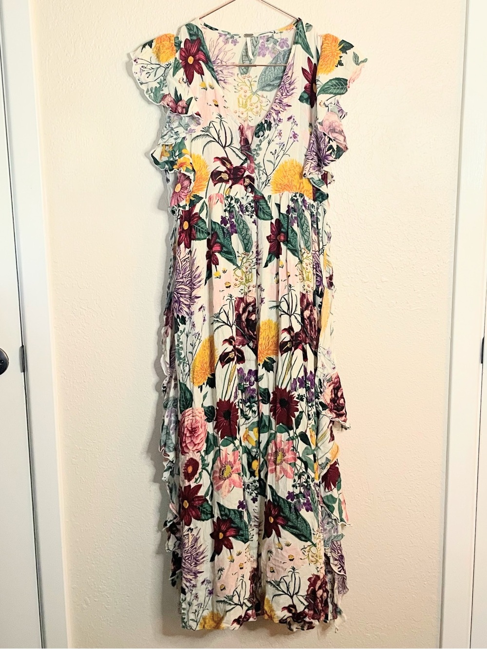 Free People Bonita Floral Ruffle Midi Dress XS - Picture 3 of 14